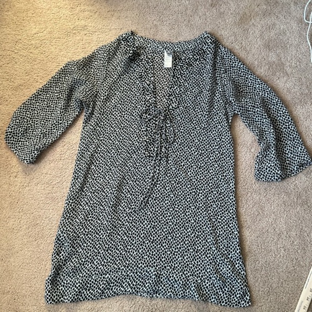 Tommy Bahama Swim Cover Up‎ Shirt Sheer Black and White Beach Dress Size Small